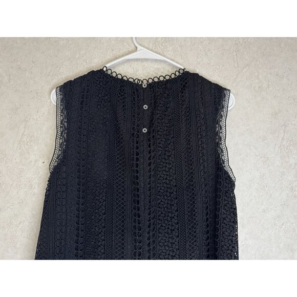 J Crew Black Mixed Lace Blouse Top Sleeveless Casual Office Minimalist Sz 8 - Picture 5 of 10